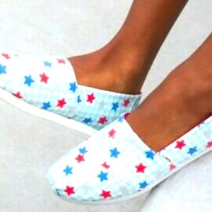 Christ👣🎇TOMS White Gingham Glow in Dark Alpargata, footwear, shoes, slip ons❣️